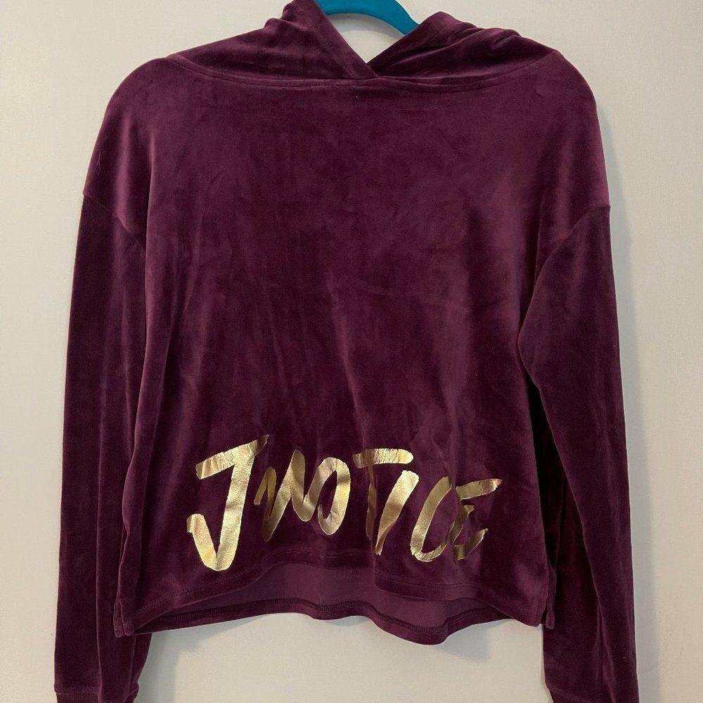Velour burgundy purple cropped sweatshirt Justice y2k loungewear - Size 18 girls